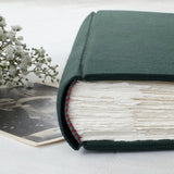 bold teal-wedding album-handcrafted-handmade-traditional photo book-silk endband-the idle bindery