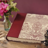 maroon pink-wedding album-traditional-hand sewn endband-handmade