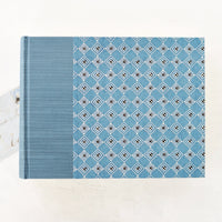 light blue geometric- traditional album-blue silk spine-handmade-the idle bindery