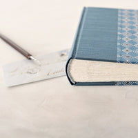 light blue geometric- traditional album-hand sewn endband-handmade-the idle bindery
